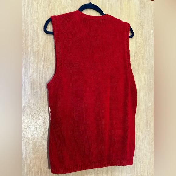 Eagle’s Eye Vintage Red Knitted Floral Bumblebee Cottagecore Vest, Sleeveless - Picture 11 of 14